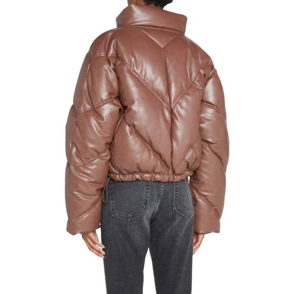 NEW A.L.C. women's morrison puffer coat jacket in brown - Picture 2 of 4